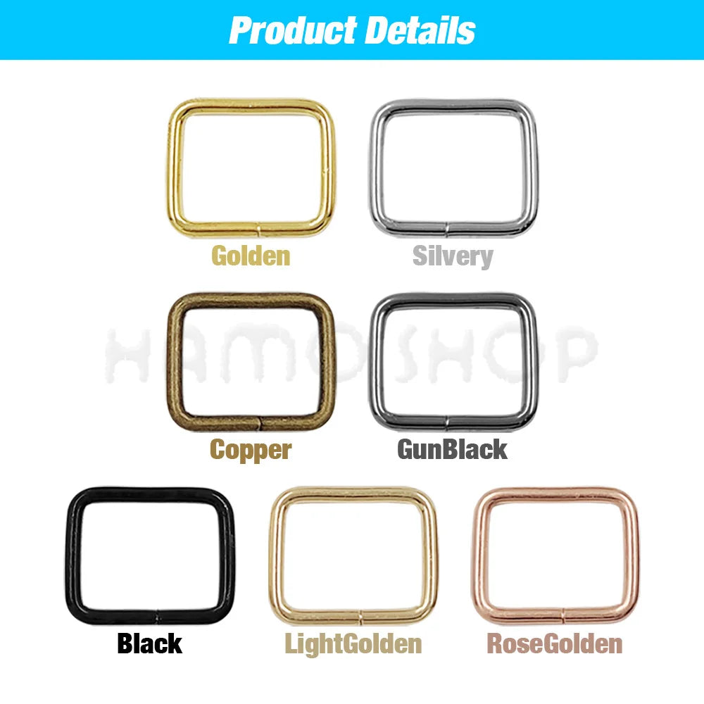 10/12pcs Metal Adjustable Rectangle Square Ring Buckle Clasp Slider