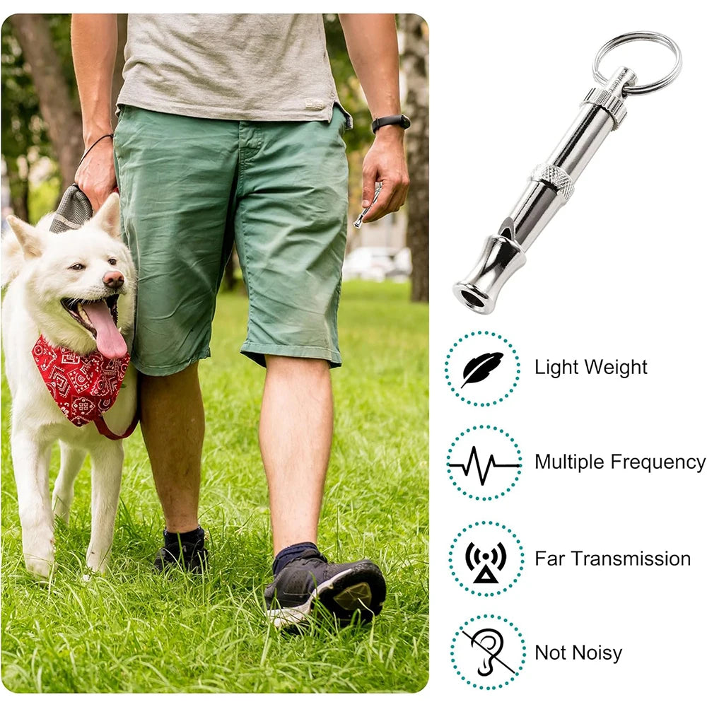 1Pcs Dog Whistle Pet Training Whistle Stainless Steel Silver Portable