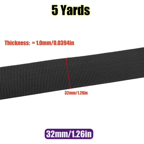 5 Yards 10-50mm Black Nylon Webbing Tape Backpack Strap Pet Collar