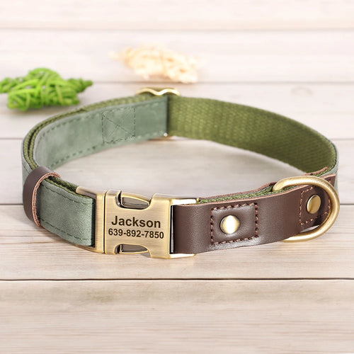 Free Custom PU Leather Dog Collar Engraved Dog Collars Adjustable Pet