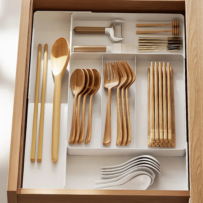 Expandable Drawer Organizer Versatile Adjustable Organizer Cutlery
