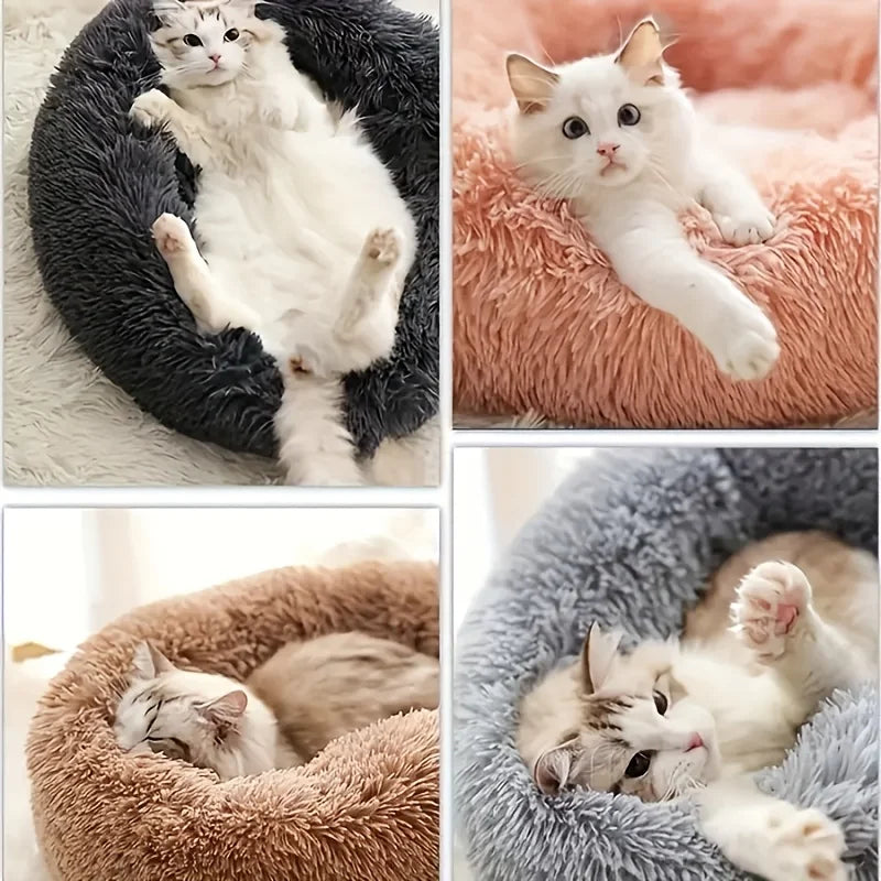 1PC comfortable striped plush pet bed, suitable for cats and