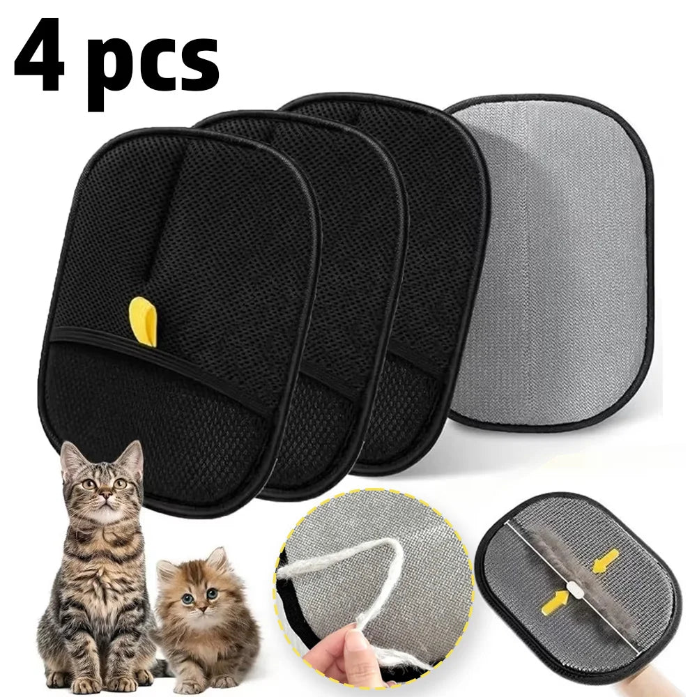 4pcs Pet Hair Cleaning Removal Gloves Pet Double-sided Grooming Glove