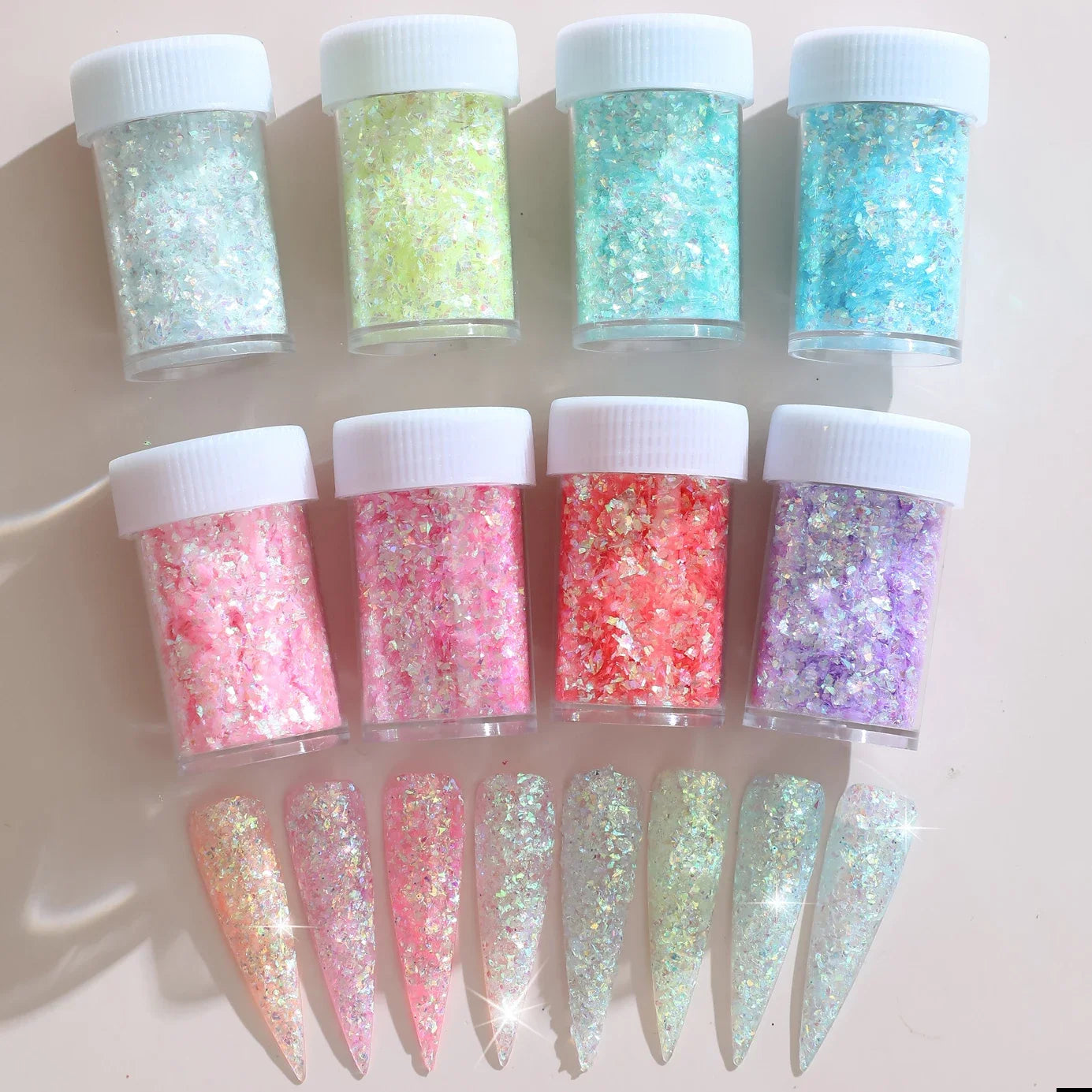 8-Color Lridescence Ultra-Thin Nail Enhancement Glitter DIY Glue Drip