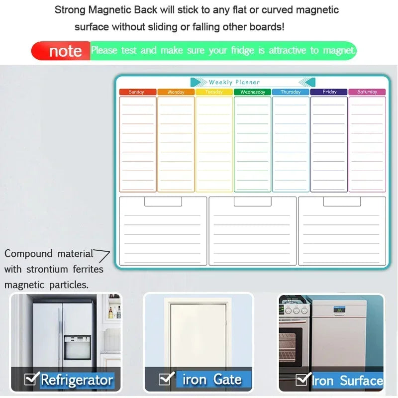 A3 Size Magnetic Weekly &monthly Planner Dry Erase Calendar Fridge