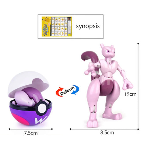 18 Styles Pokemon Anime Deformation Figures Pikachu Eevee Mewtwo