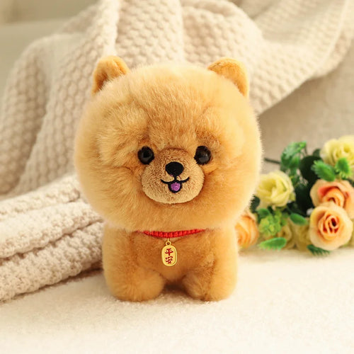 ZU Kawaii Teddy Pets Lifelike Fluffy Puppy Soft Doll Cute Small Chow