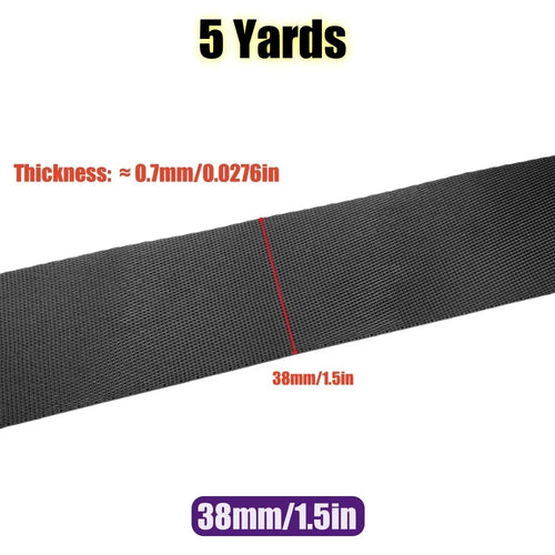 5 Yards 10-50mm Black Nylon Webbing Tape Backpack Strap Pet Collar