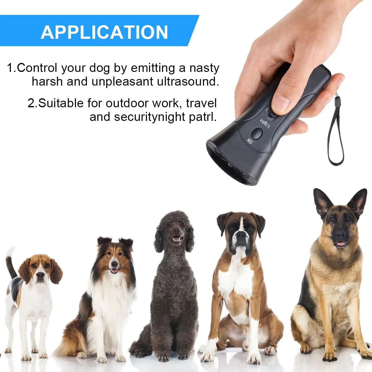 Ultrasonic Dog Barking Deterrent Trainer with LED Light Stop Bark