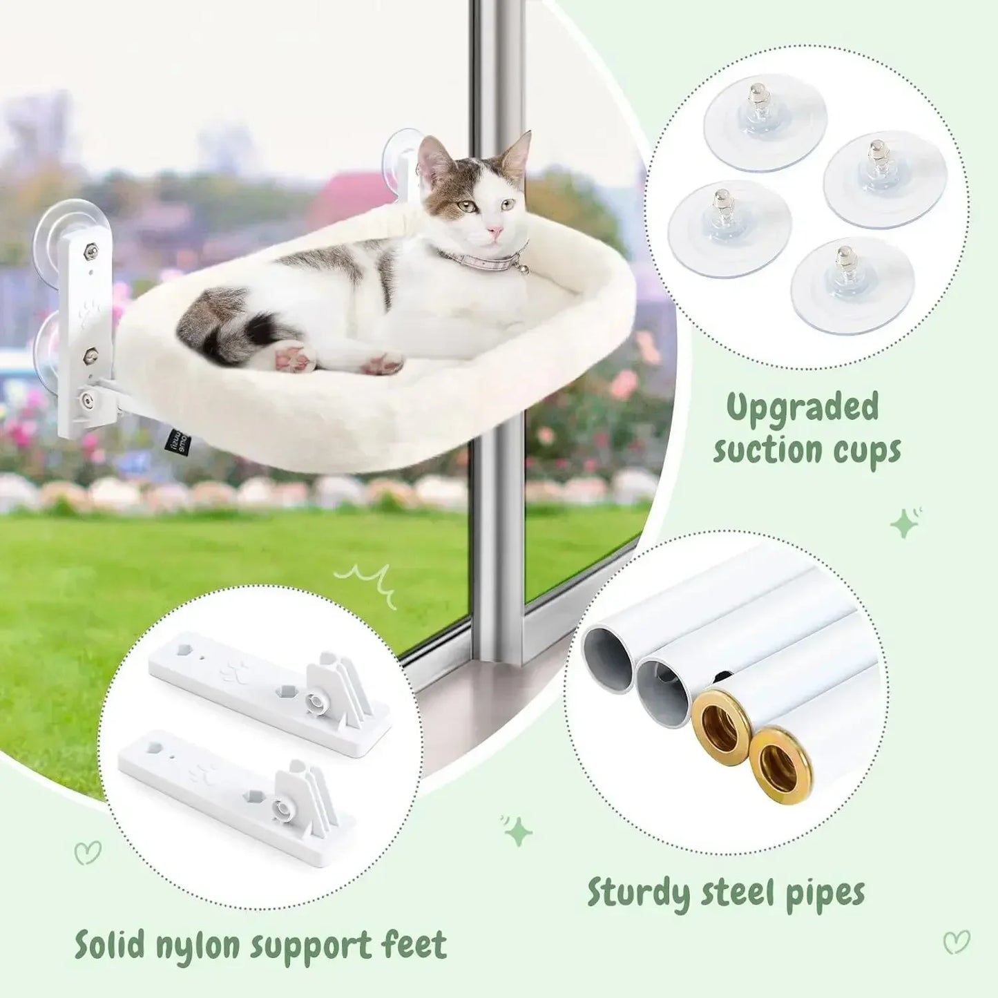 Winter Cat Hammock Window Habitat Cat Sunbathing Glass Hanging Suction