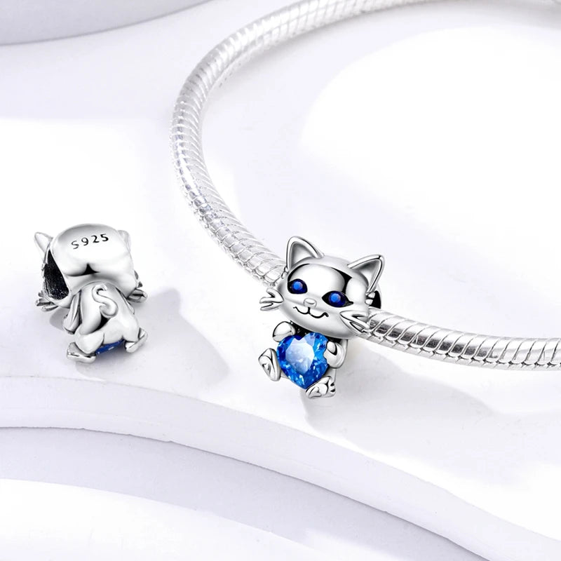 New 925 Sterling Silver Charm Beads Dog Cat Pets Pendant Fit Original