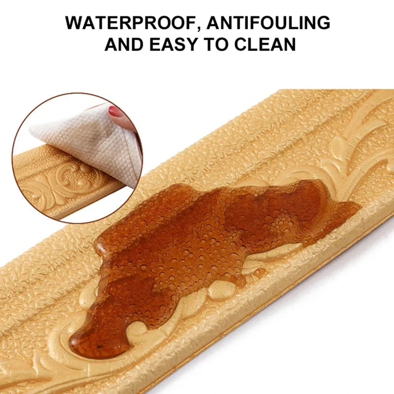 10m/Roll 3D Wall Trim Line Skirting Border Self Adhesive Waterproof