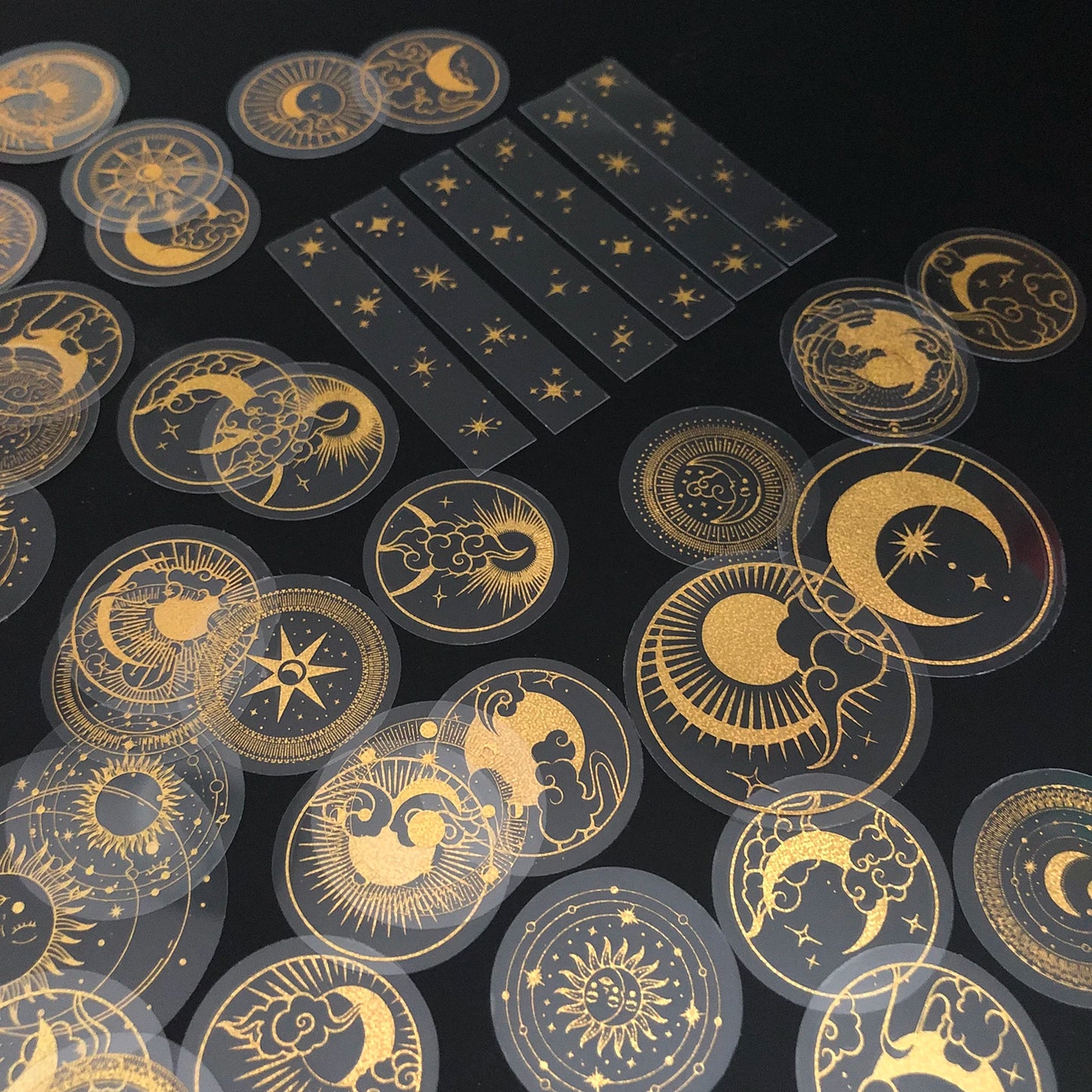70 pcs Glitter Gold PET Adhesive Stickers Waterproof Transparent