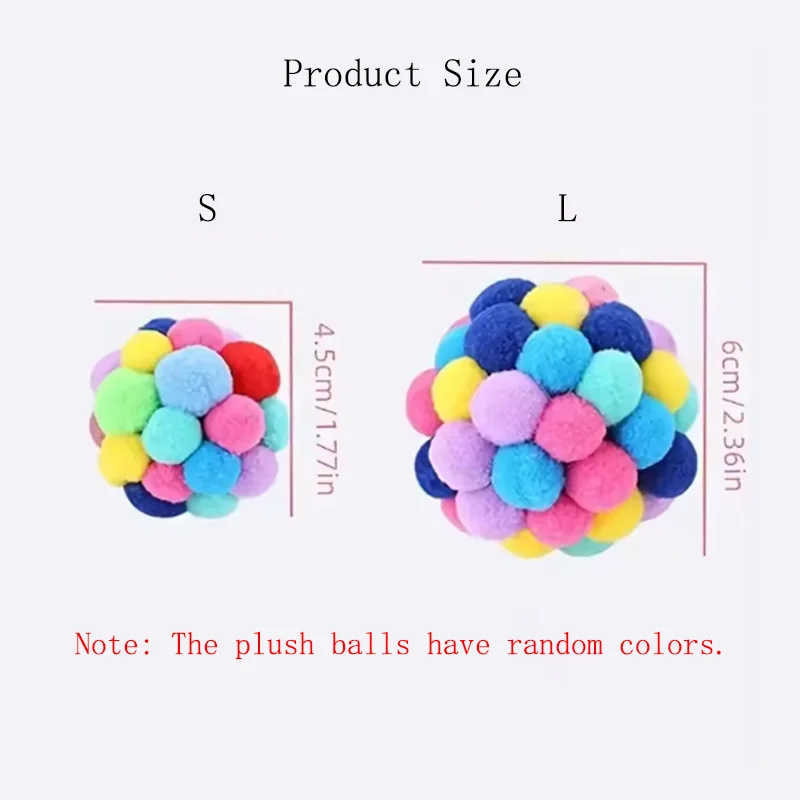 Cat Toys Pet Toy Cat Plush Ball Toys Pet Bouncy Bell Ball Toy Colorful