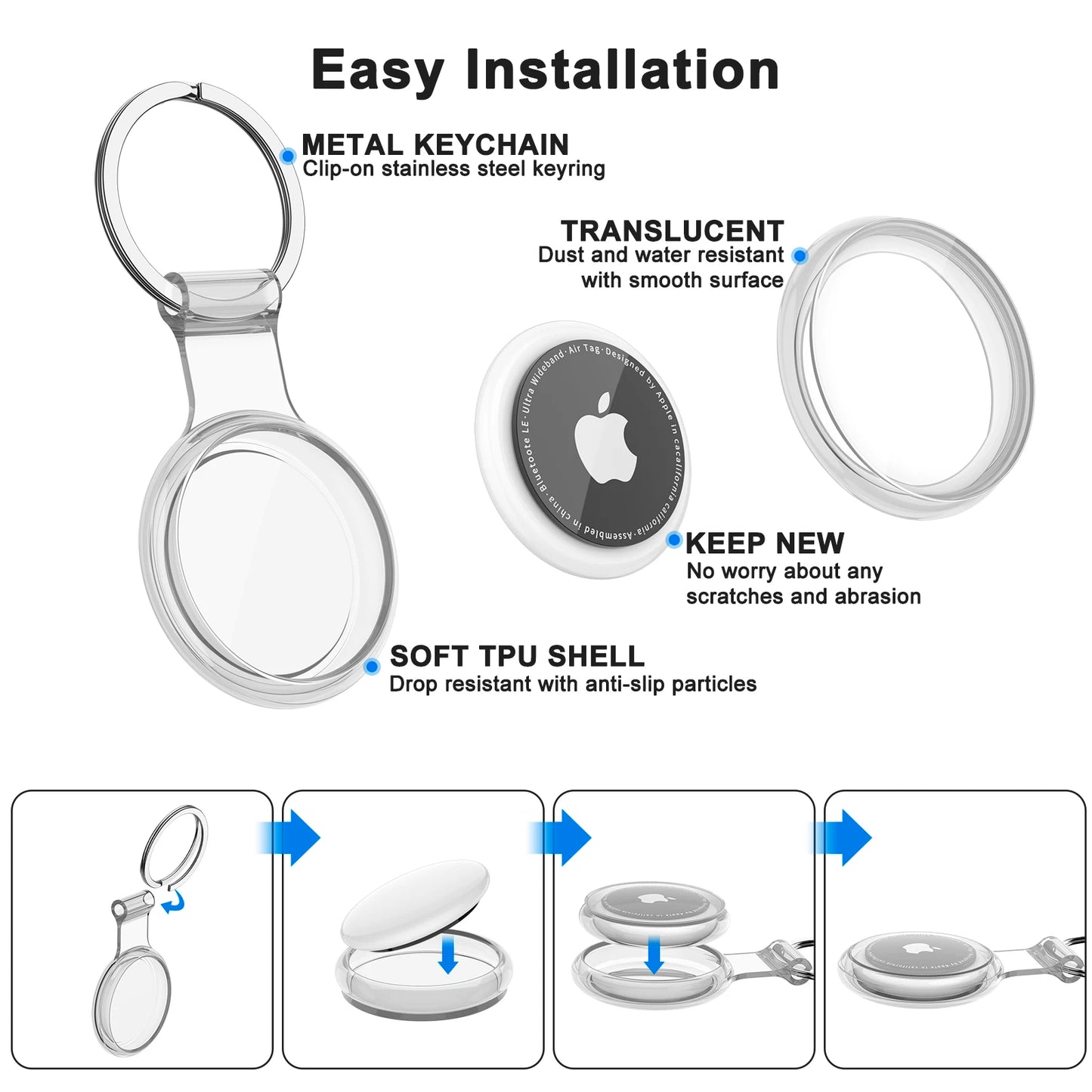 Waterproof Anti-lost Keychain Holder TPU Case for Apple Airtag Air Tag