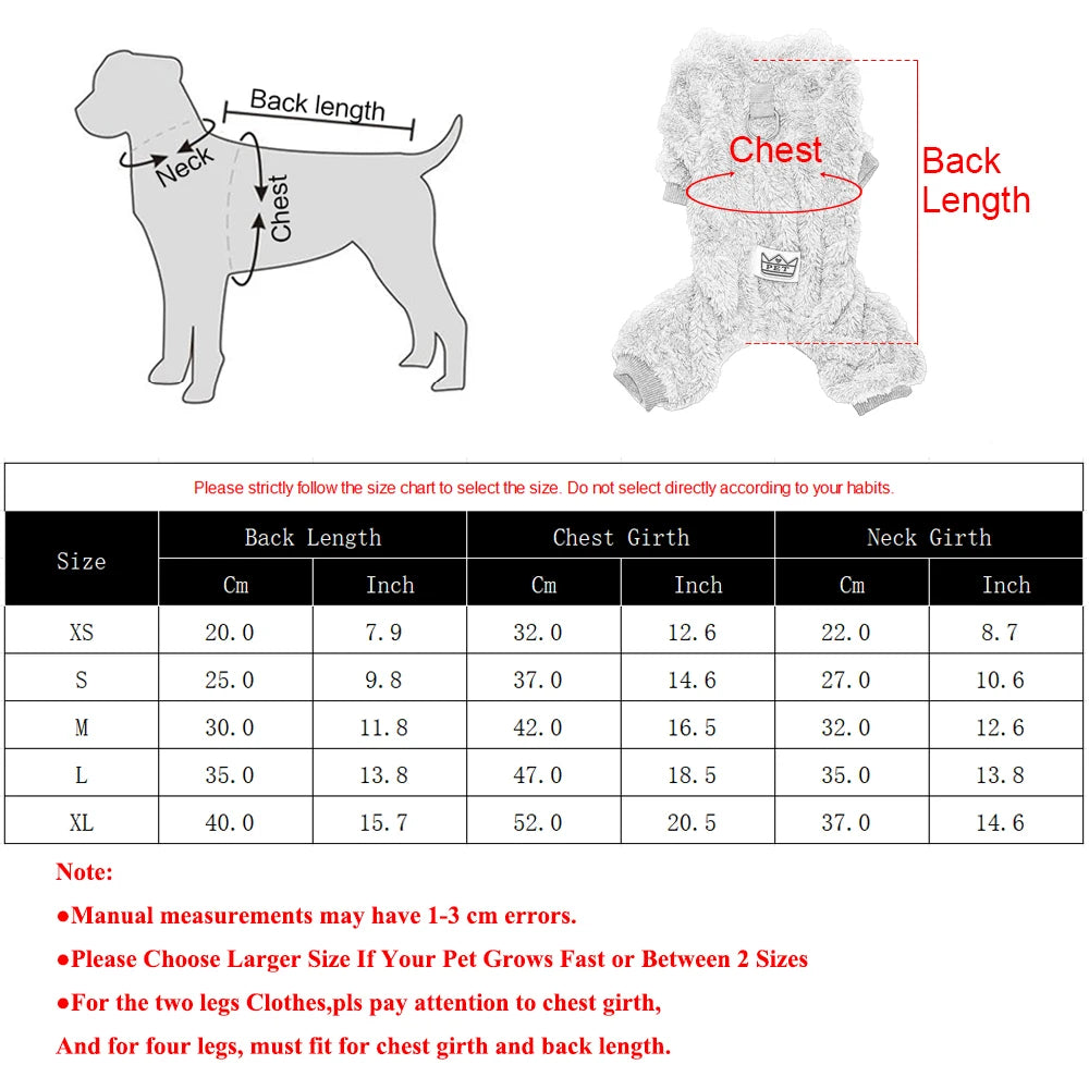 Soft Dog Clothes For Winter Warm Puppy Jumpsuit With D-ring Flannel
