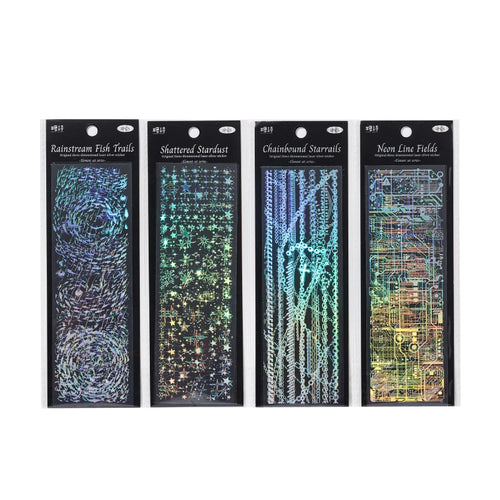 3sheets Element Collection Series Kawaii PET Laser Silver Stickers DIY
