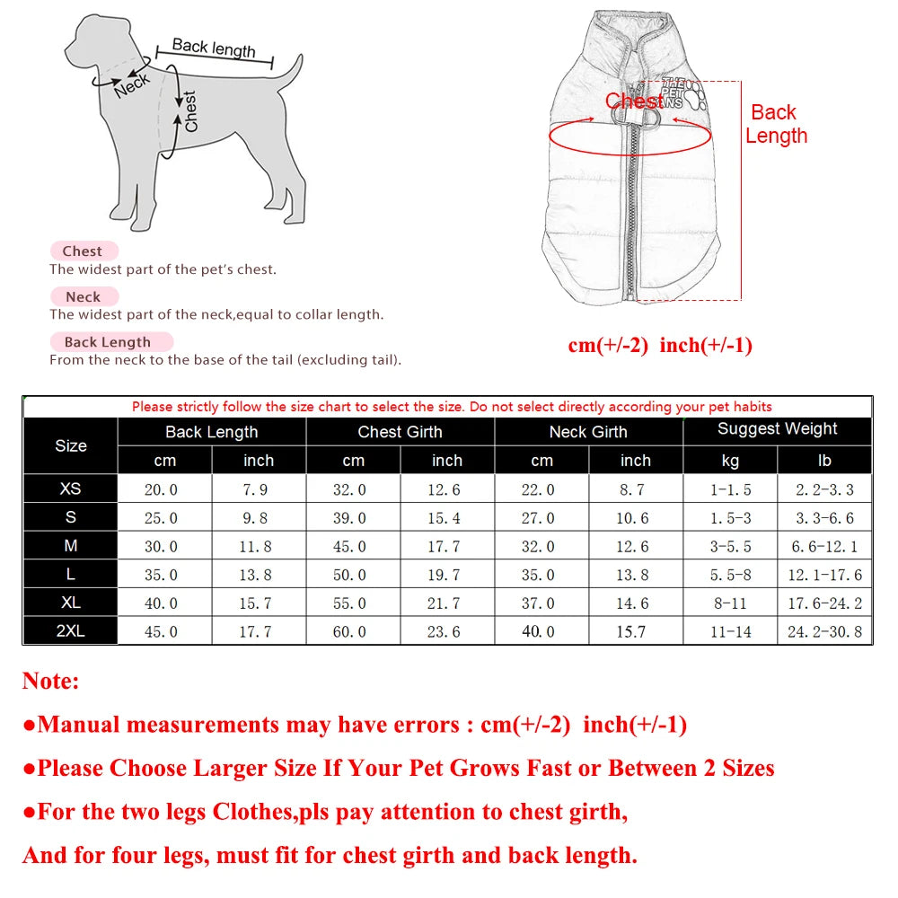 Warm Winter Pet Clothes Windproof Dog Jacket Coat For Small Big Dogs