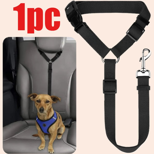 Solid Color Pet Car Seat Belt Nylon Lead Leash Backseat Safety Belt