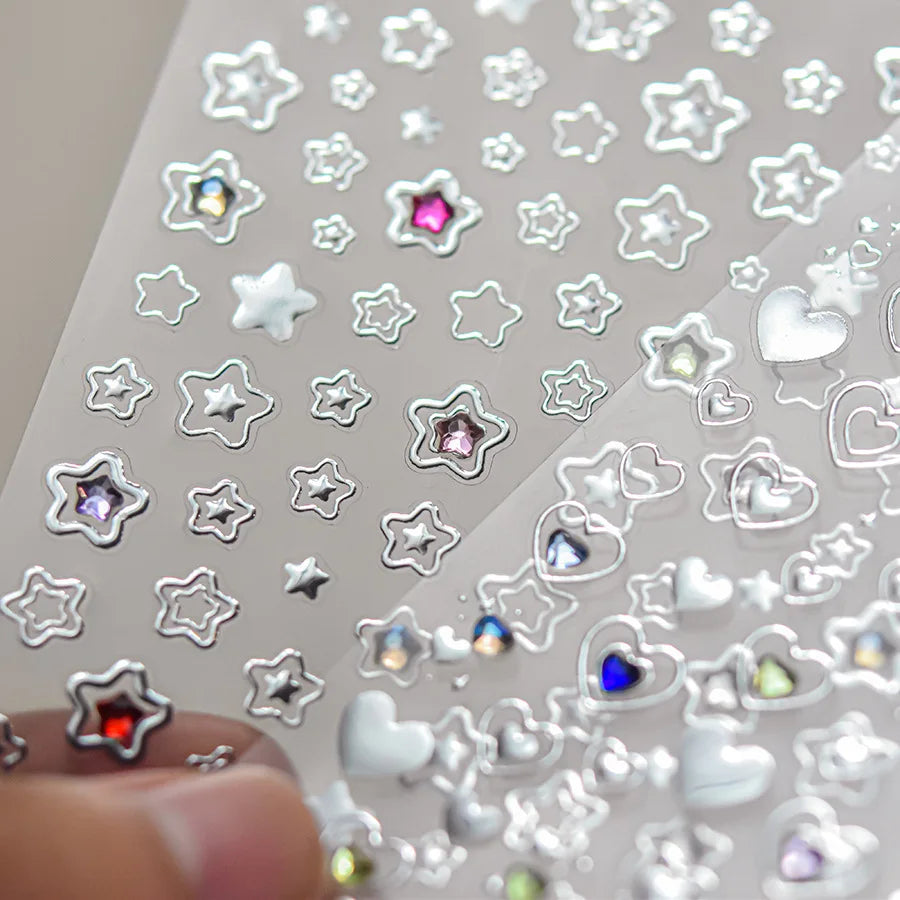1 piece 5D color crystal star nail stickers high quality love shiny