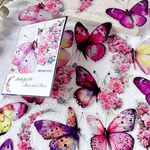 30 PCs Butterfly Flower Themed DIY Decorative Stickers Pack Decorative