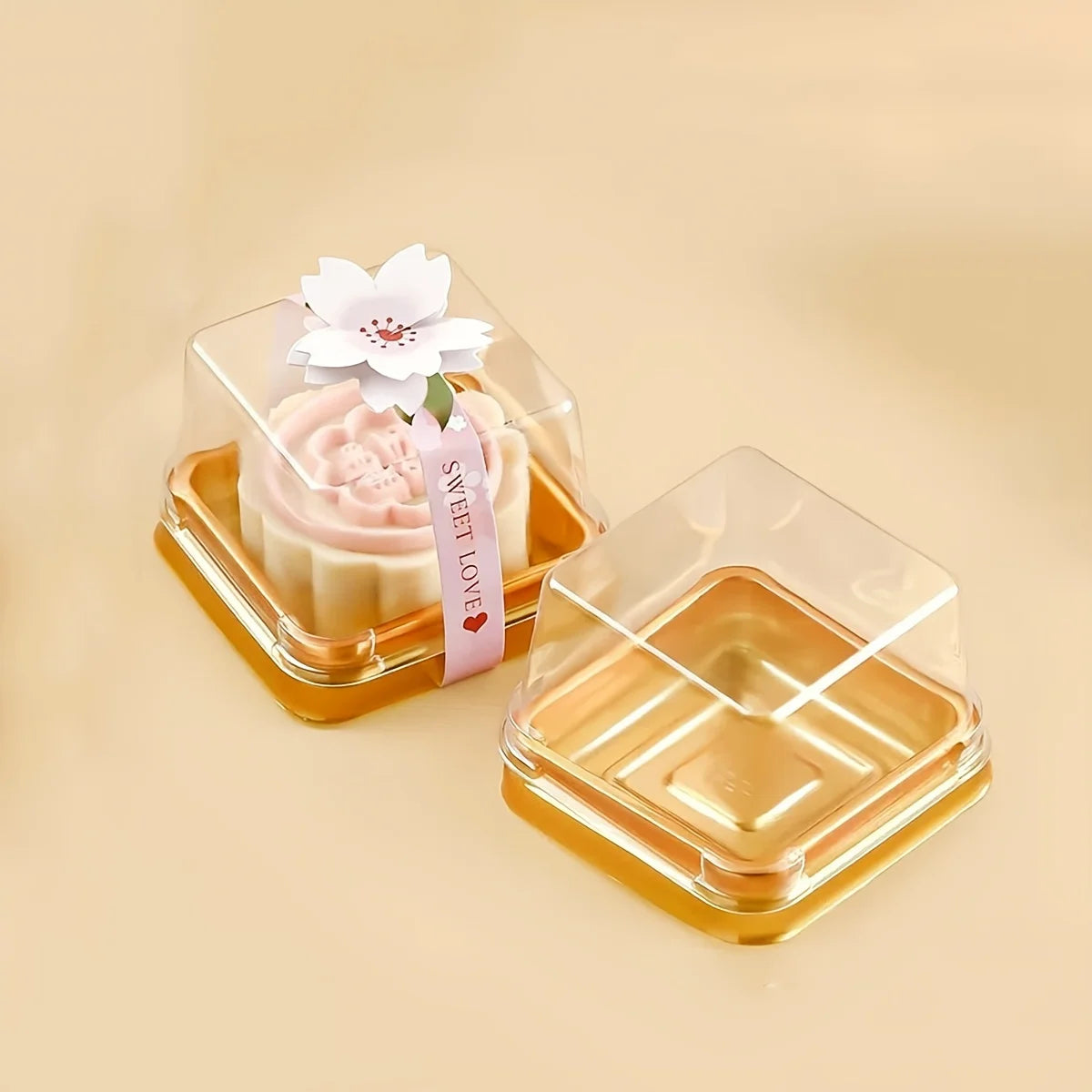 50pcs Clear Plastic Mini Cake Box Set  Baking and Kitchen Tools, ldeal