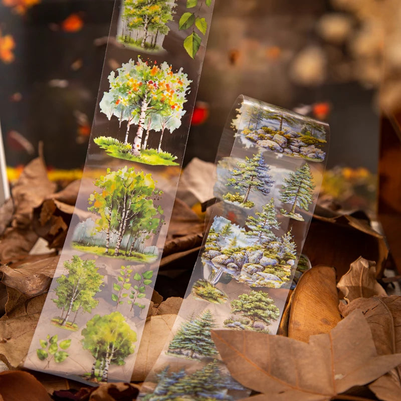 60mm*2m Forest PET Tape Collage Decor Junk Journal DIY Scrapbooking