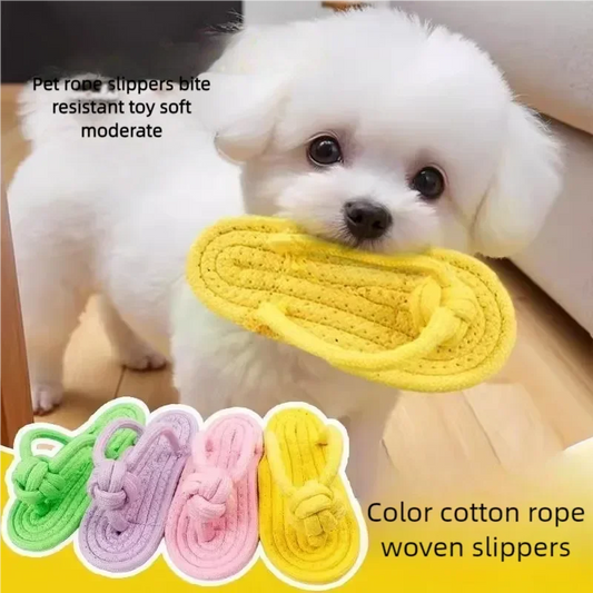Pet Cotton Rope Slipper Knot Toy For Small Dogs Interactive Chew Toy