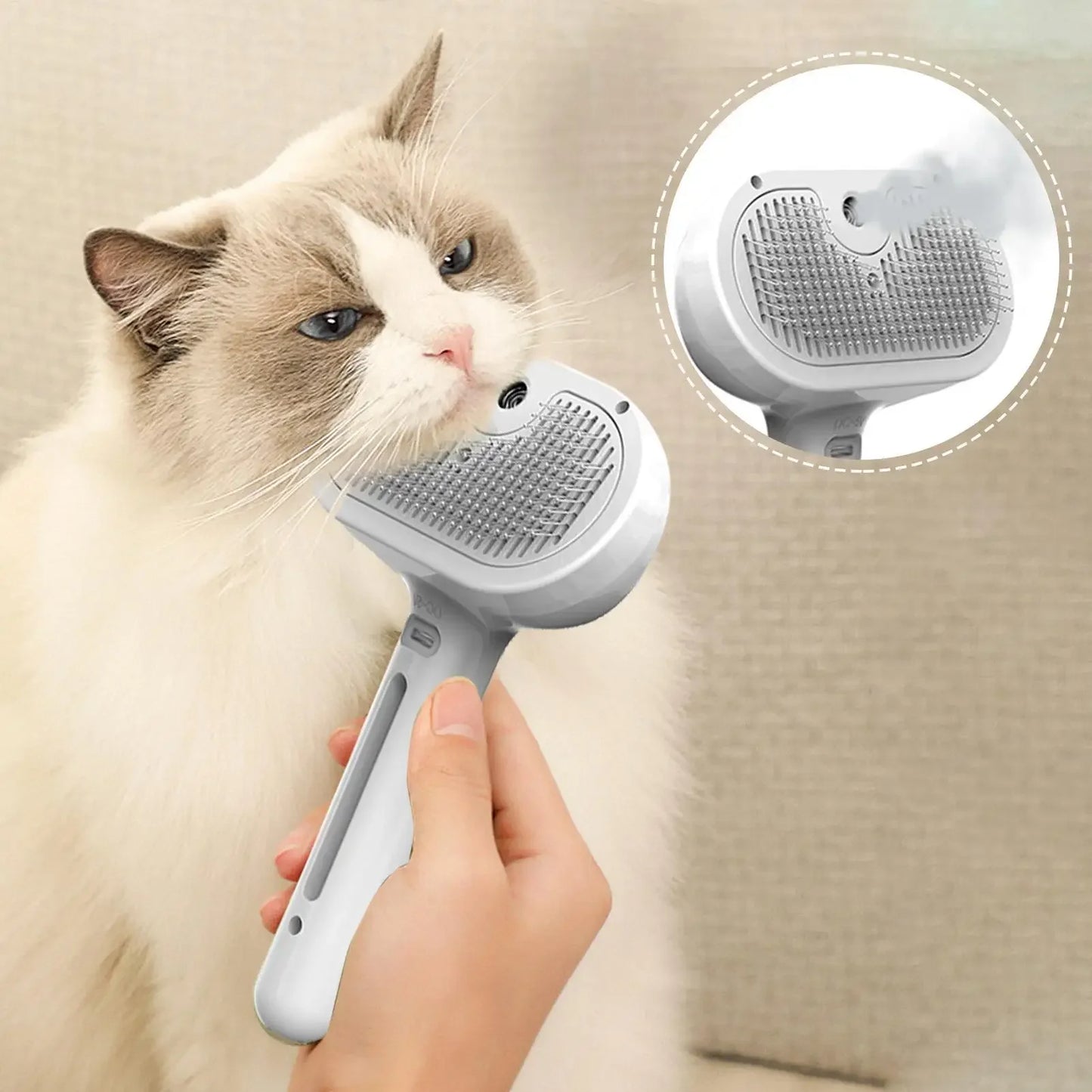 Steamy Dog Brush Electric Spray Cat Hair Brush 3 in1 Dog Steamer Brush