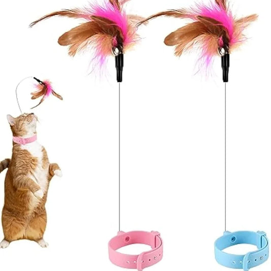 Cat Collar Toy Attached, Silicone Cat Teasing Wand Adjustable Cat