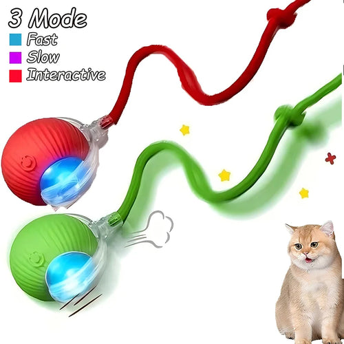 Cat Interactive Ball Toys Automatic Rolling Ball Faux Tail