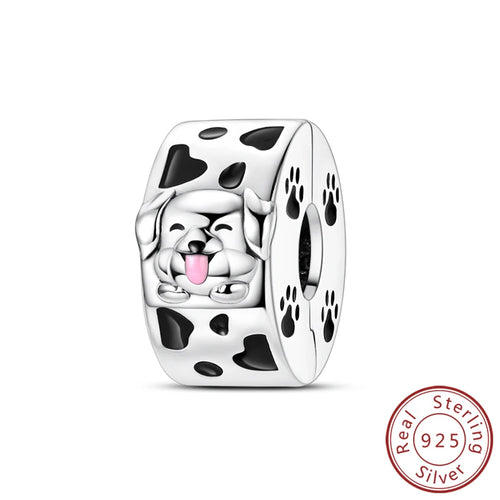 Charms 925 Sterling Silver Dog Cat Paw Print Love Pets Charms Beads