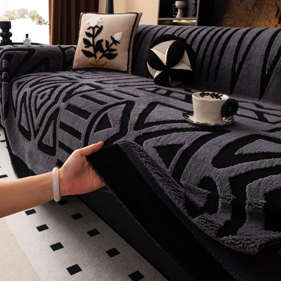 1pc New Bohemian Style Sofa Protector, Vintage Interlaced Comfortable