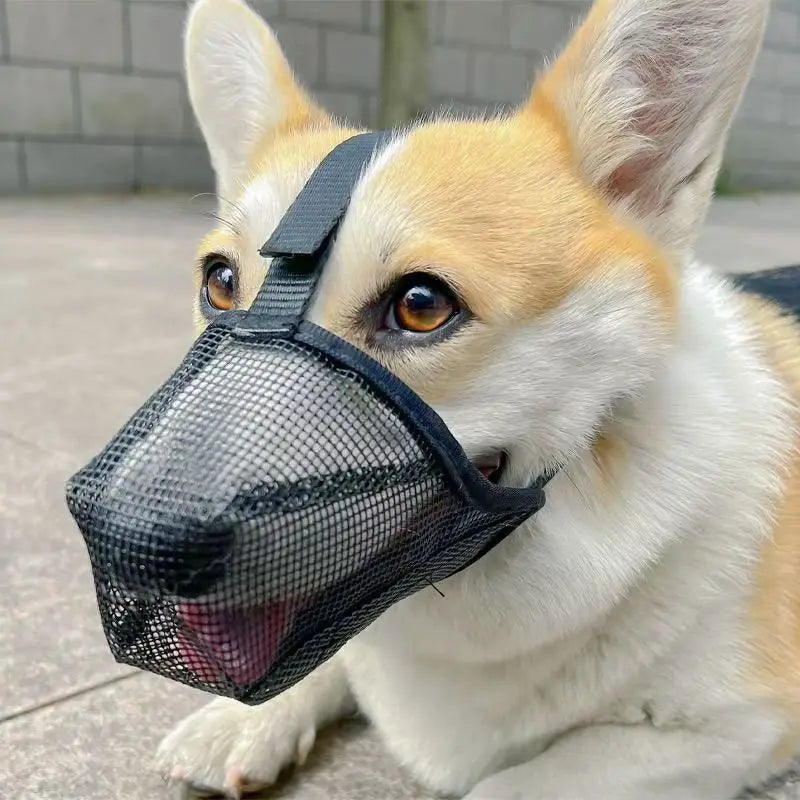 Dog Muzzle Mesh Large Dog Breathable Grid Prevent Random Eating Stop