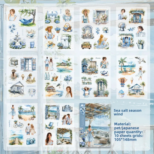 Journamm 10sheets Vintage PET Stickers Washi Paper Stickers DIY