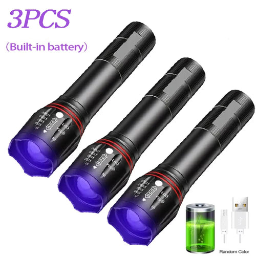 395nm LED UV Flashlight Rechargeable Zoomable Torch Light for Pet