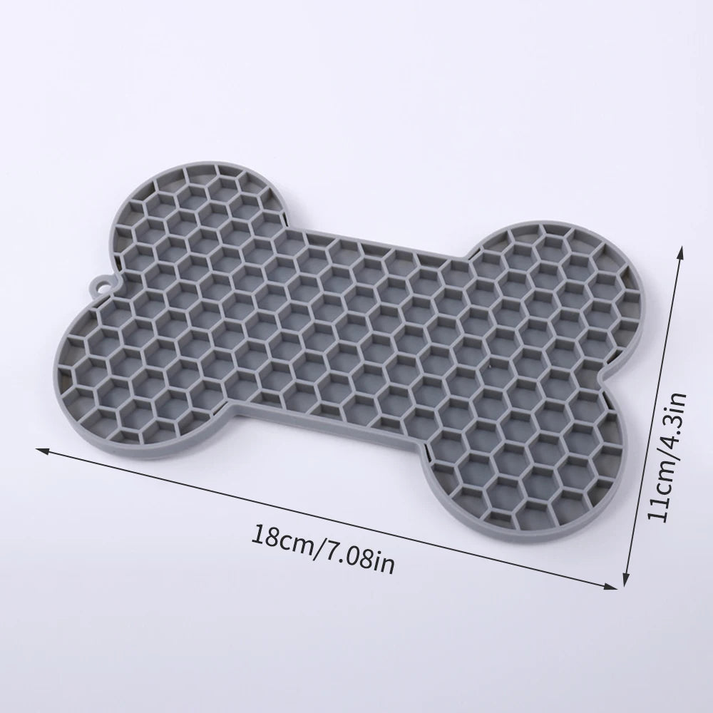 1PC Dog Slow Food Pad Bone Silicone Pet Licking Pad Mat Placemats Pet