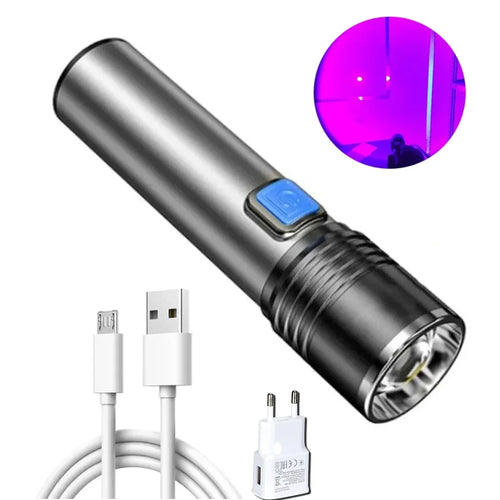 395nm UV Flashlight Blacklight Zoomable USB Rechargeable UV Light