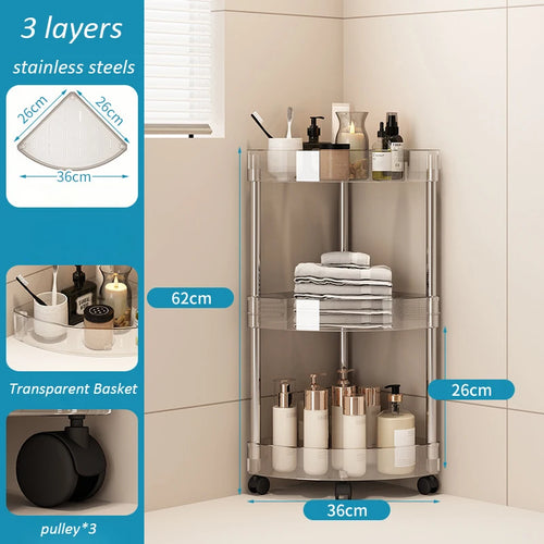 Fashion Rack Multi-Layer Transparent Bathroom Shelf Washbasin Storage