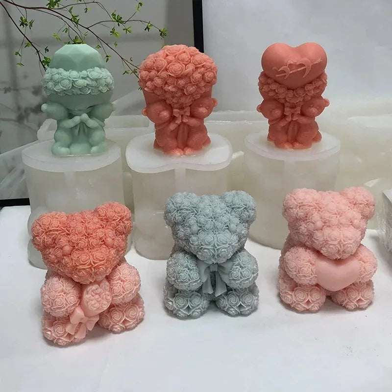 3D Bear Hug Love Silicone Candle Mold Diy Cute Bear Pet Candle Making