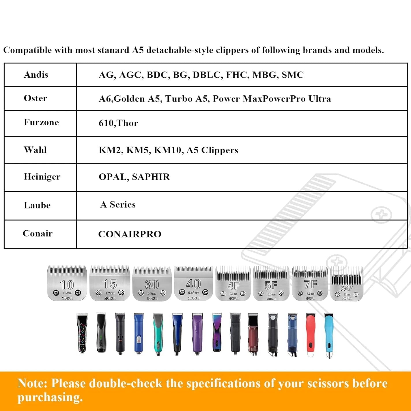 4F,5F,7F,9#,10#,30#,40# Professional Pet Dog Clipper Blade Fit For