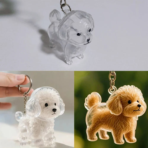 Cute Clear Puppy Hair Memorial DIY Pendant Keychain Decor Keepsake