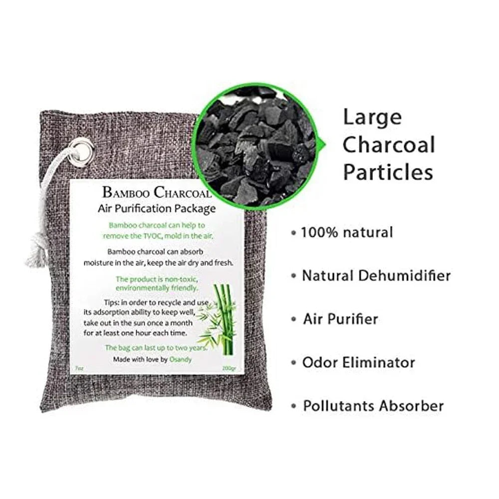 1PC Bamboo Charcoal Air Purifying Bag, 200g Natural Air Freshener Bags