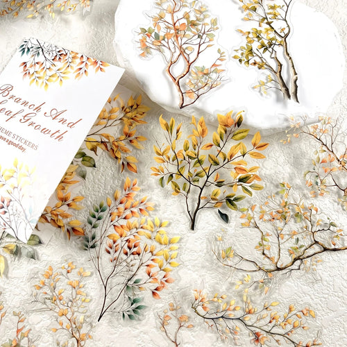 20 pcs Plant leaves PET Stickers Scrapbook Deco Sticker Label Diary