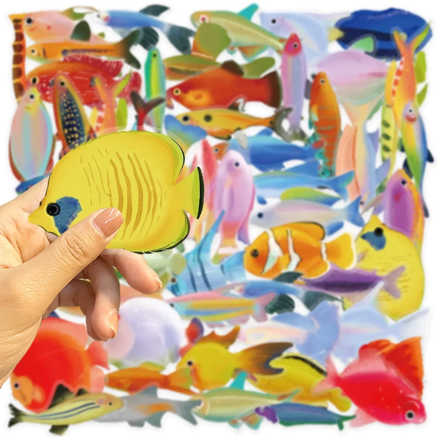 50pcs Cartoon Marine Creatures Fish Stickers Fishing Box Suitcase