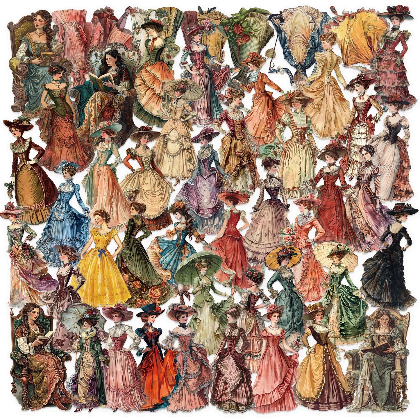 50pcs Retro European And American Characters Sticker Decor Laptop