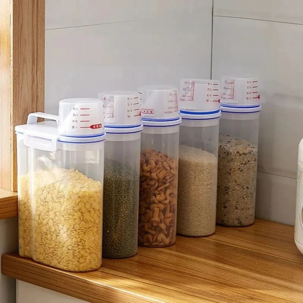 【Hot sales】1pc Rice And Grains Food Storage Canister With Measuring