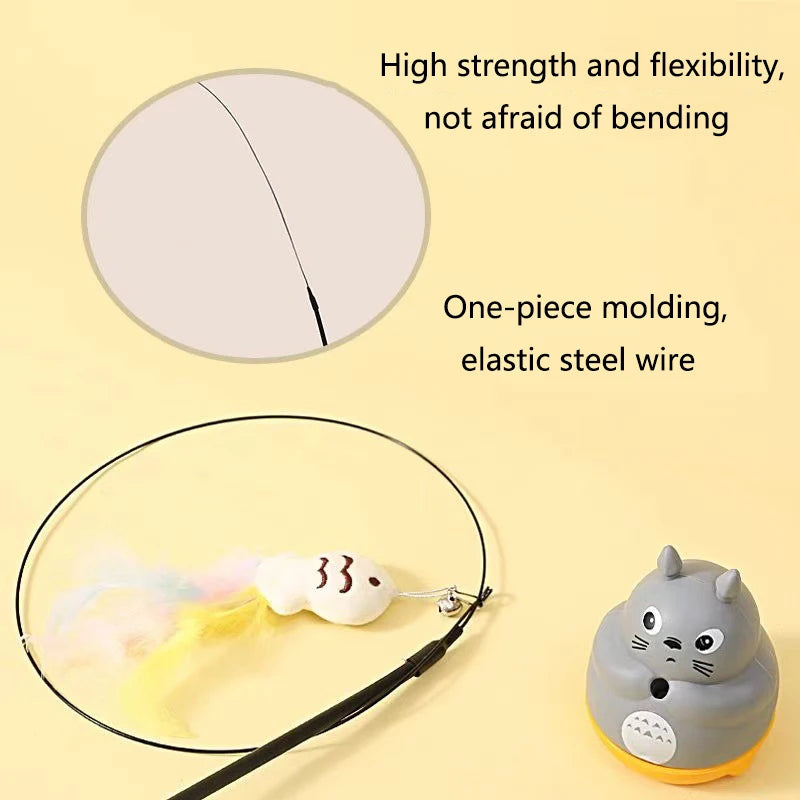 New cat funny cat stick steel wire long pole feather cute cat toy