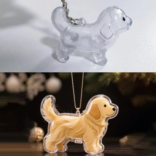 Cute Clear Puppy Hair Memorial DIY Pendant Keychain Decor Keepsake