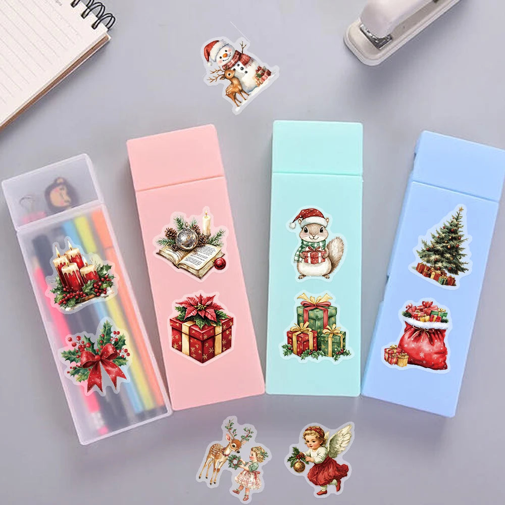 50PCS Celebrating Christmas Cartoon Art PET Stickers Creative